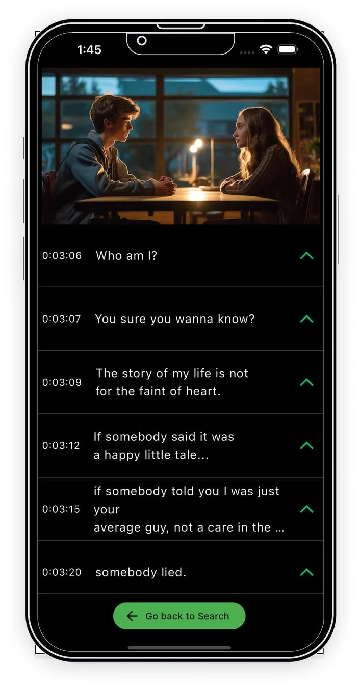Duosubの英語字幕表示画面